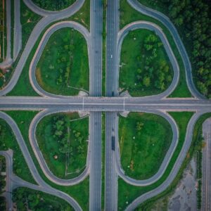 high angle photo of roads